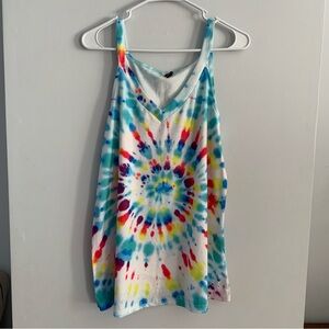 Tie Dye Tank Top Sleeveless V Neck Shirt Spiral SHEIN Curve Womens Size 1XL